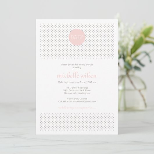 Polka Dot Baby shower Invitation Kaart (Staand voorkant)