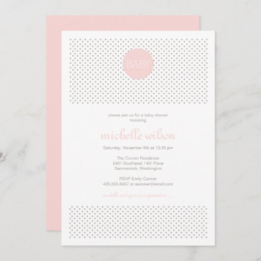 Polka Dot Baby shower Invitation Kaart (Voorkant / Achterkant)