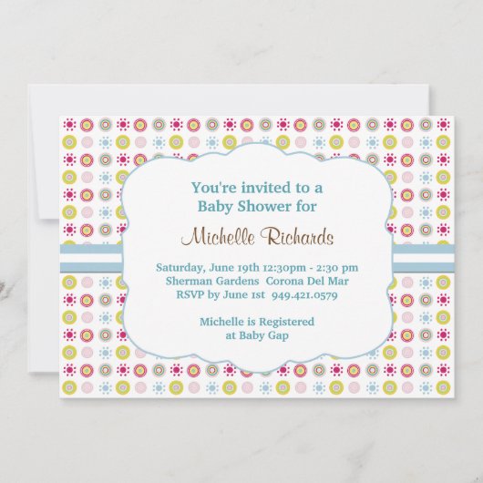 Polka Dot Baby shower Invitation Kaart (Voorkant)