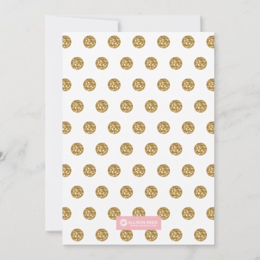Polka Dot Baby shower Invitation - Roze en Goud Kaart (Achterkant)