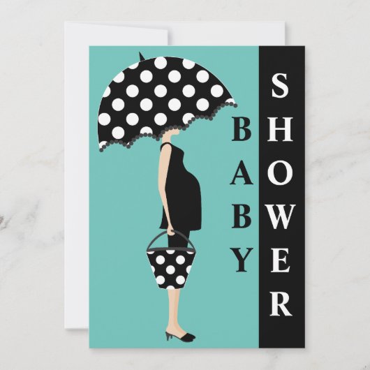 Polka Dot Baby Shower Invitations {Blauwgroen} Kaart (Voorkant)