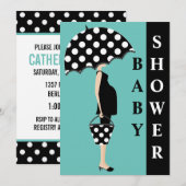 Polka Dot Baby Shower Invitations {Blauwgroen} Kaart (Voorkant / Achterkant)
