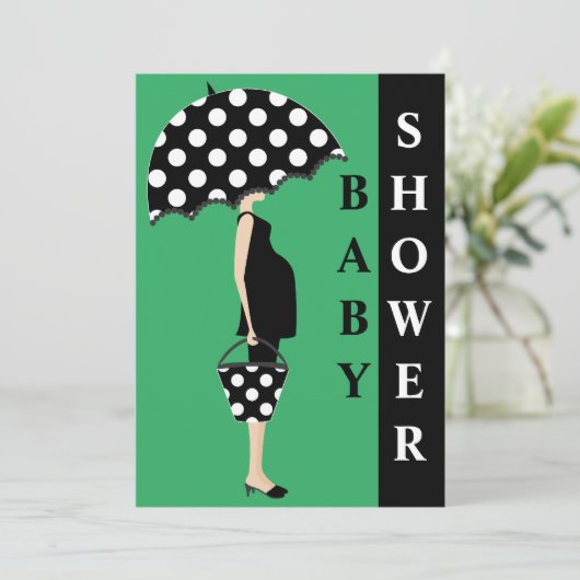 Polka Dot Baby Shower Invitations {groen} Kaart (Staand voorkant)