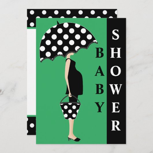 Polka Dot Baby Shower Invitations {groen} Kaart (Voorkant / Achterkant)