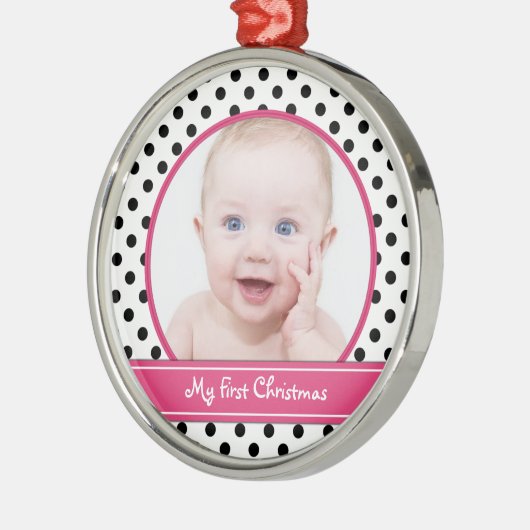 Polka Dot Baby's eerste kerst Ornament (Links)