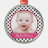 Polka Dot Baby's eerste kerst Ornament (Voorkant)