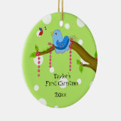 Polka Dot Baby's eerste Kerstmis Keramisch Ornament (Rechts)