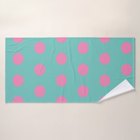 Polka Dot Badhanddoek (Aqua & Roze) (Badhanddoek)
