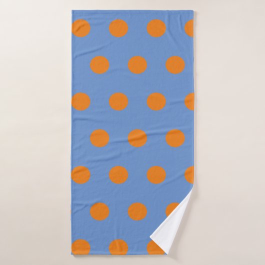 Polka dot badhanddoek (denim blauw & Sinaasappel) (Badhanddoek)