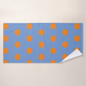 Polka dot badhanddoek (denim blauw & Sinaasappel) (Badhanddoek)