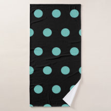 Polka Dot badhanddoek (zwart & aqua)