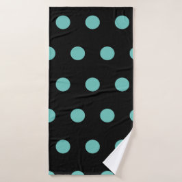 Polka Dot badhanddoek (zwart & aqua)