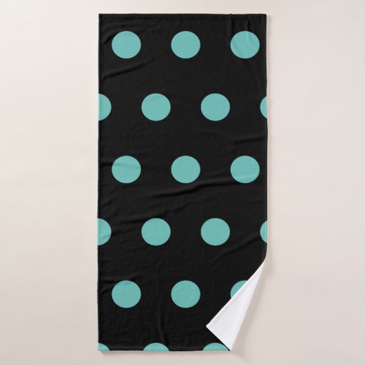 Polka Dot badhanddoek (zwart & aqua) (Badhanddoek)