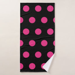 Polka Dot badhanddoek (zwart & neon roze)