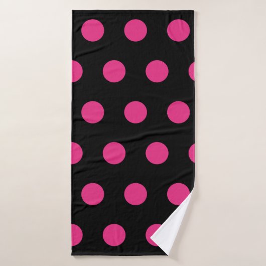 Polka Dot badhanddoek (zwart & neon roze) (Badhanddoek)