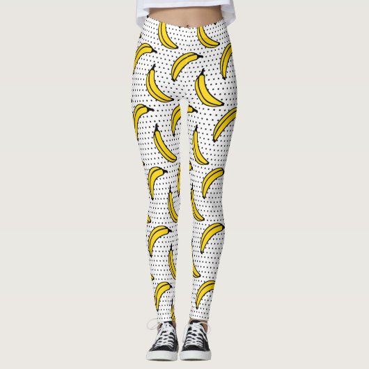 Polka Dot Banana Print Leggings (Voorkant)