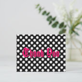 Polka Dot Bedankt Briefkaart - Roze geschaduwde te (Staand voorkant)