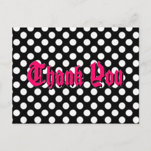 Polka Dot Bedankt Briefkaart - Roze geschaduwde te (Voorkant)