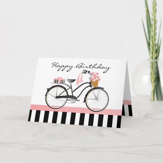 Polka Dot Bicycle massief zwart-witte streep Kaart (Voorkant)