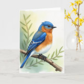 Polka Dot Bird Scene Kaart (Gele Bloem)
