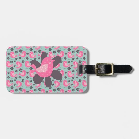 Polka Dot Birds and Flowers Bagagelabel (Voorkant horizontaal)