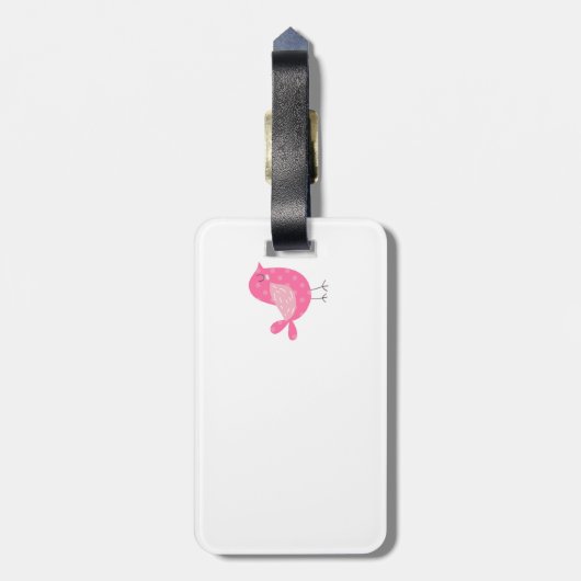 Polka Dot Birds and Flowers Bagagelabel (Achterkant verticaal)