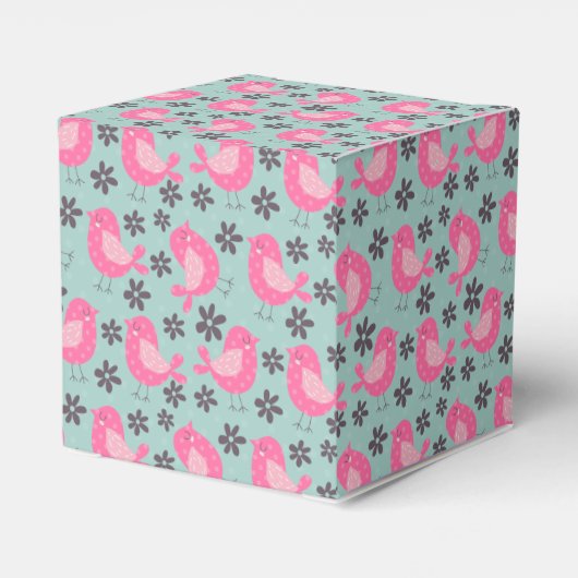 Polka Dot Birds and Flowers Bedankdoosjes (Achterkant)