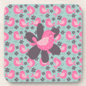 Polka Dot Birds and Flowers Bier Onderzetter (Voorkant)