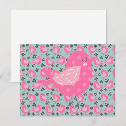 Polka Dot Birds and Flowers Briefkaart (Voorkant / Achterkant)