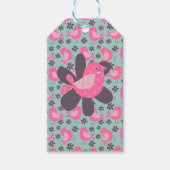 Polka Dot Birds and Flowers Cadeaulabel (Voorkant)