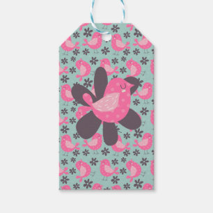 Polka Dot Birds and Flowers Cadeaulabel