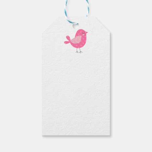 Polka Dot Birds and Flowers Cadeaulabel (Achterkant)