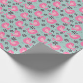 Polka Dot Birds and Flowers Cadeaupapier (Hoek)