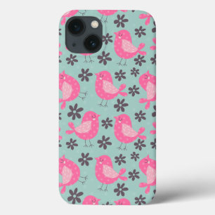 Polka Dot Birds and Flowers iPhone 13 Hoesje