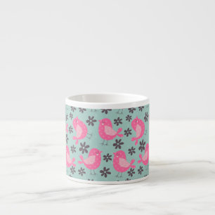 Polka Dot Birds and Flowers Espresso Kop