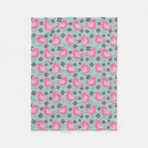Polka Dot Birds and Flowers Fleece Deken