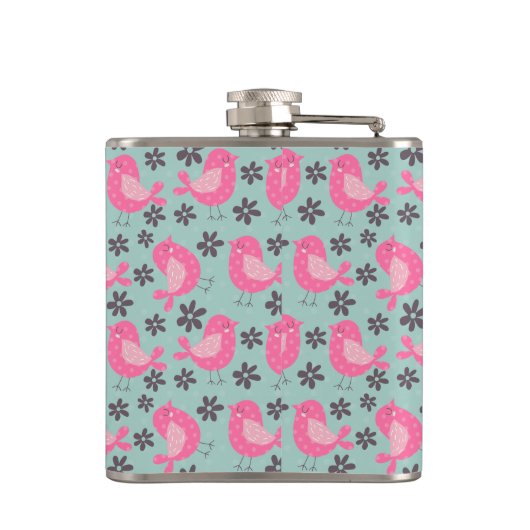 Polka Dot Birds and Flowers Heupfles (Achterkant)