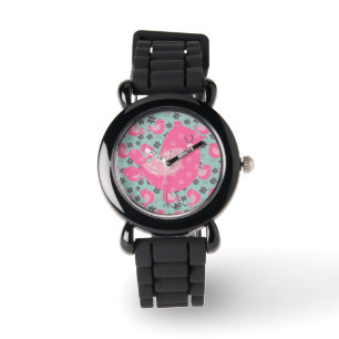 Polka Dot Birds and Flowers Horloge