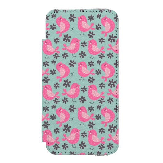 Polka Dot Birds and Flowers Incipio iPhone Portemonnee Hoesje (Voorkant Agenda)