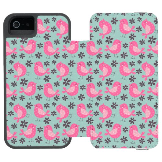 Polka Dot Birds and Flowers Incipio iPhone Portemonnee Hoesje (Agenda Open)
