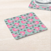 Polka Dot Birds and Flowers Kartonnen Onderzetters (Schuin)