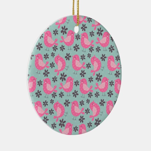 Polka Dot Birds and Flowers Keramisch Ornament (Rechts)