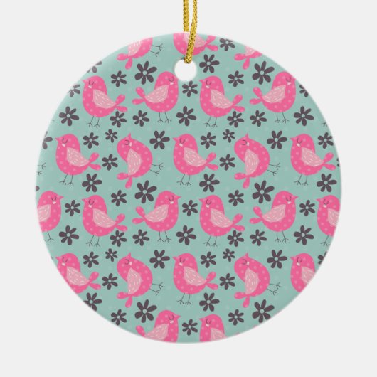 Polka Dot Birds and Flowers Keramisch Ornament (Voorkant)