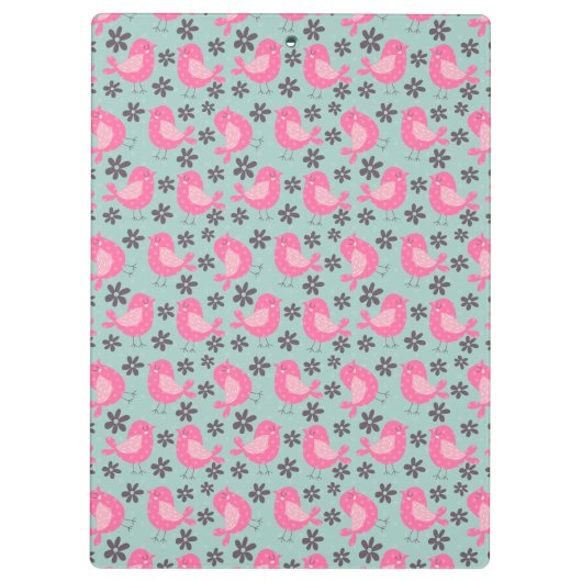 Polka Dot Birds and Flowers Klembord (Achterkant)