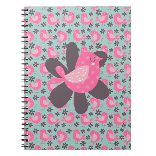 Polka Dot Birds and Flowers Notitieboek (Voorkant)