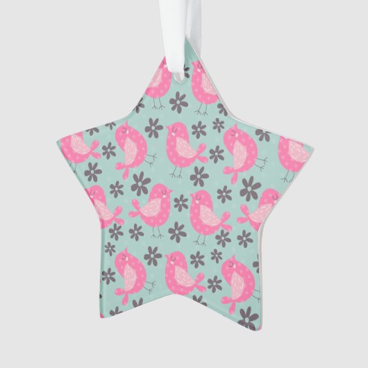 Polka Dot Birds and Flowers Ornament (voorkant)