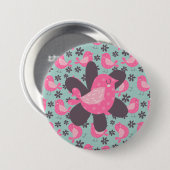 Polka Dot Birds and Flowers Ronde Button 7,6 Cm (Voorkant /achterkant)