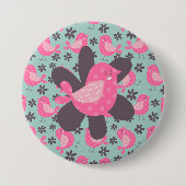 Polka Dot Birds and Flowers Ronde Button 7,6 Cm (Voorkant)