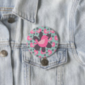 Polka Dot Birds and Flowers Ronde Button 7,6 Cm (In situ)