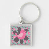 Polka Dot Birds and Flowers Sleutelhanger (Voorkant)